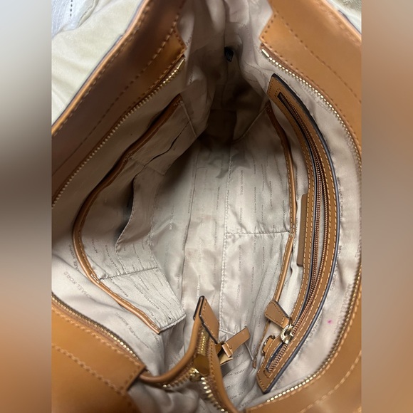 Michael Kors Brown Signature Logo Tote Gold Chain Shoulder Bag - Picture 10 of 11